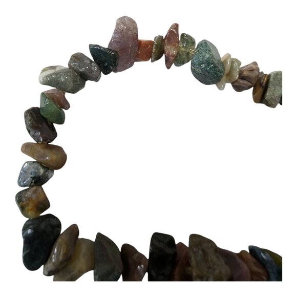 Genuine Multi Color Agate Stone Chip Strand Stretch Bracelet - Picture 3 of 4